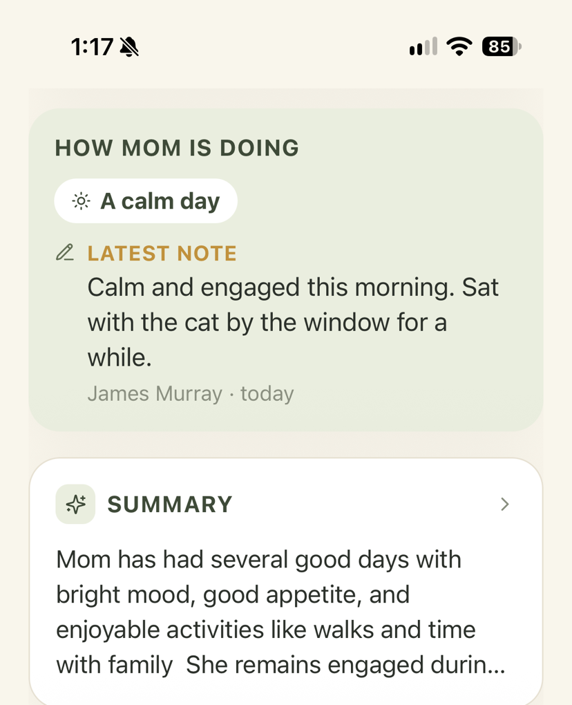 Care manager home screen